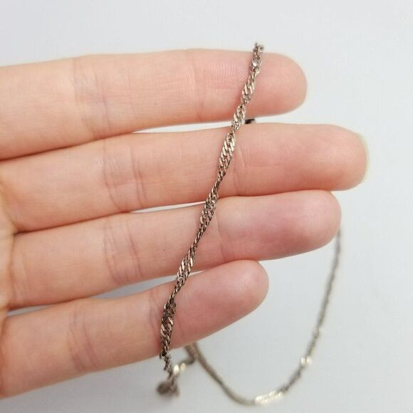 Vintage Sterling Silver Singapore Style Chain Necklace, Nice Length, Unisex - Picture 8 of 8